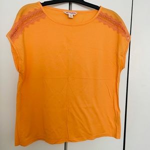 **LAST CHANCE** Brooks Brothers Sunset Orange Boxy Lace Tee